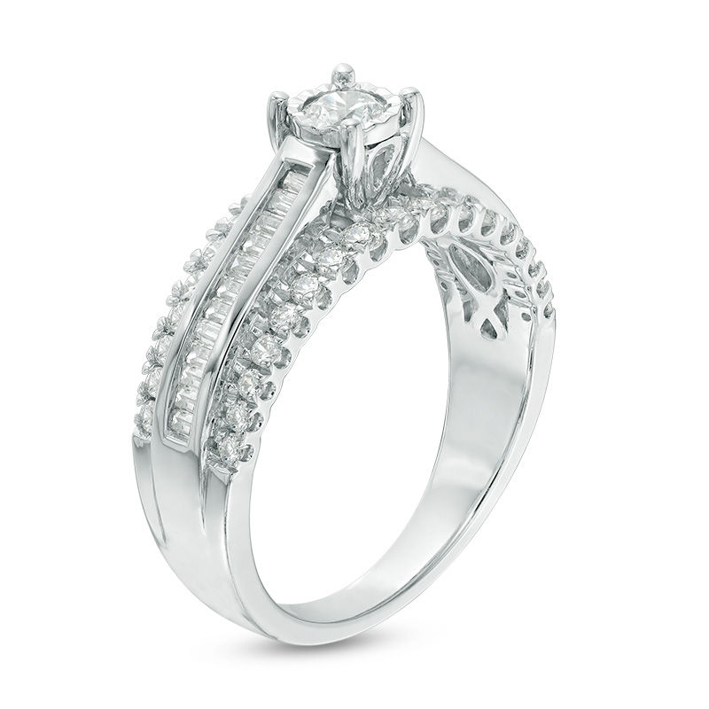 Main Image 2 of 1.00 CT. T.W. Diamond Multi-Row Engagement Ring in 10K White Gold