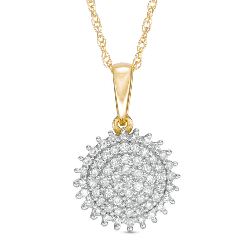 0.20 CT. T.W. Diamond Sunburst Pendant in 10K Gold|Peoples Jewellers