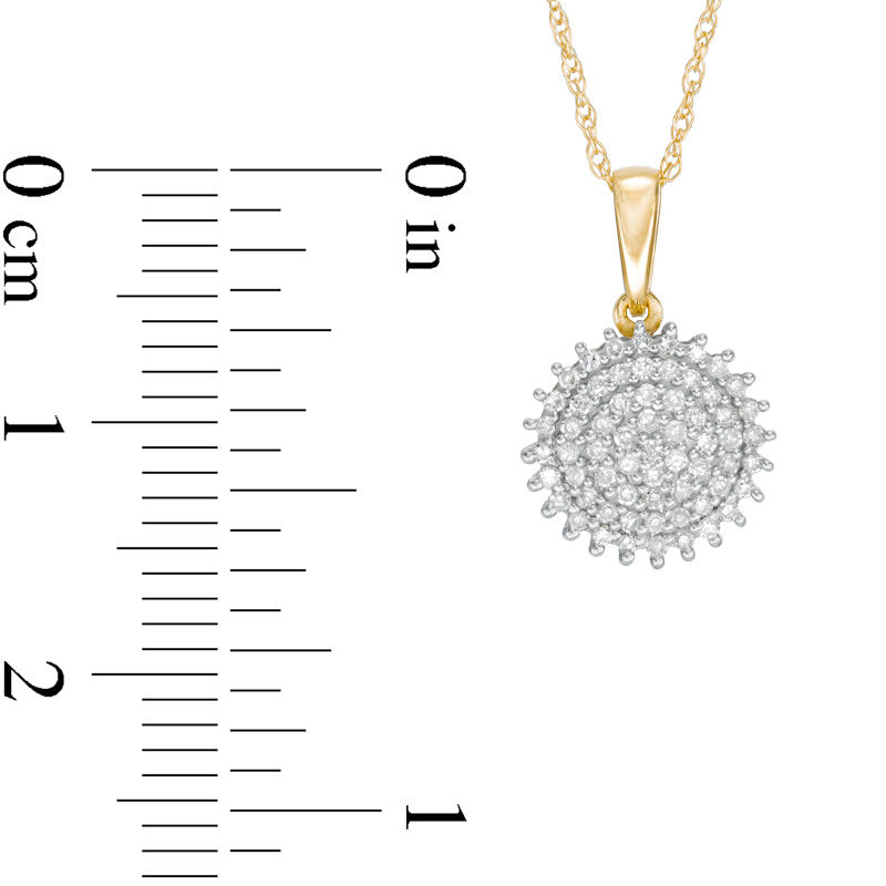 Main Image 2 of 0.20 CT. T.W. Diamond Sunburst Pendant in 10K Gold