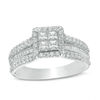 1.00 CT. T.W. Quad Princess-Cut Diamond Frame Multi-Row Engagement Ring in 14K White Gold