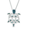 Thumbnail Image 1 of 0.09 CT. T.W. Enhanced Blue and White Diamond Turtle Pendant in Sterling Silver