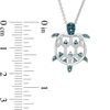 Thumbnail Image 2 of 0.09 CT. T.W. Enhanced Blue and White Diamond Turtle Pendant in Sterling Silver