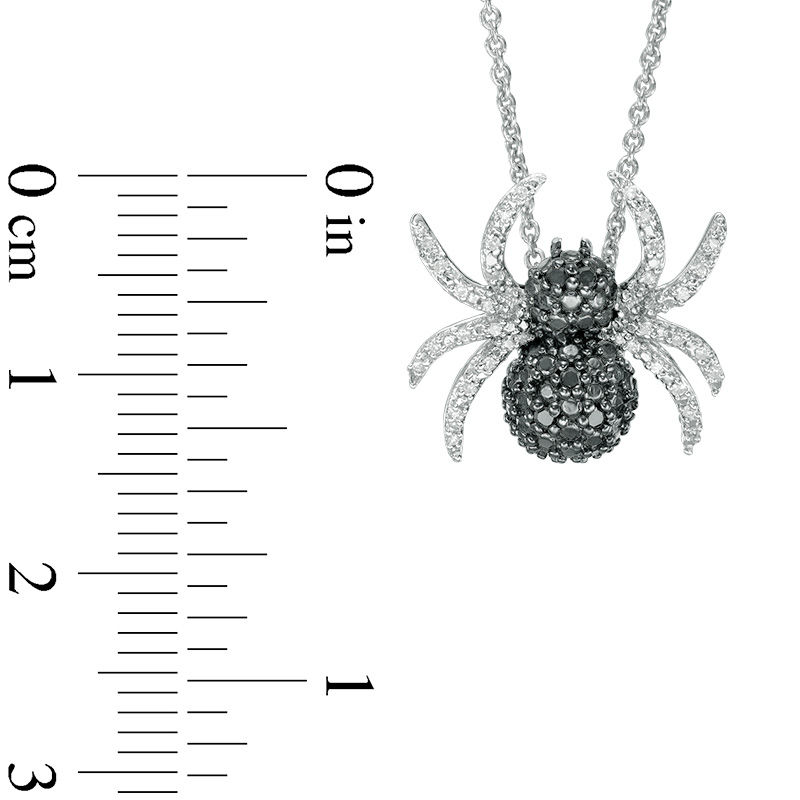 0.10 CT. T.W. Enhanced Black and White Diamond Spider Pendant in Sterling Silver