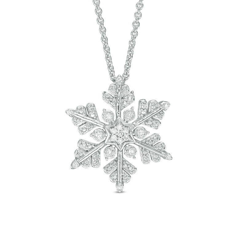 0.04 CT. T.W. Diamond Snowflake Pendant in Sterling Silver