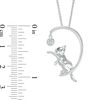 Thumbnail Image 2 of Enhanced Black and White Diamond Accent Kitten Moon Pendant in Sterling Silver