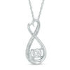 Thumbnail Image 0 of 5.0mm Lab-Created White Sapphire and Diamond Accent Heart-Shaped Infinity Pendant in Sterling Silver