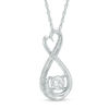 5.0mm Lab-Created White Sapphire and Diamond Accent Heart-Shaped Infinity Pendant in Sterling Silver