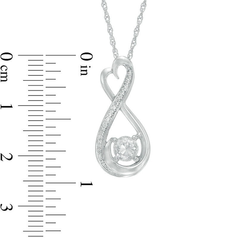 5.0mm Lab-Created White Sapphire and Diamond Accent Heart-Shaped Infinity Pendant in Sterling Silver