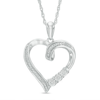 Diamond Accent Looped Heart Pendant in Sterling Silver