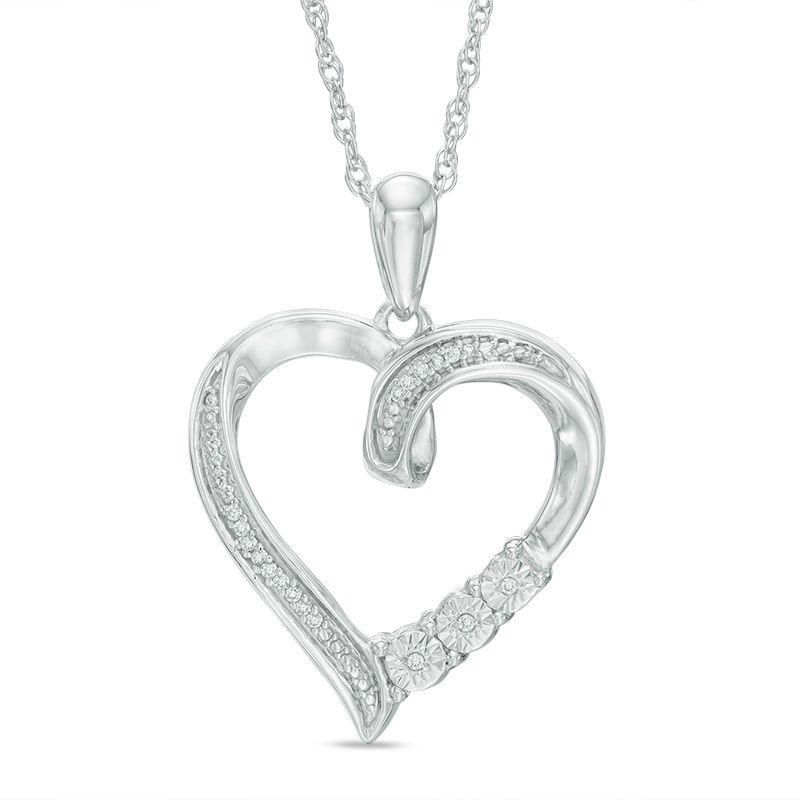 Diamond Accent Looped Heart Pendant in Sterling Silver|Peoples Jewellers