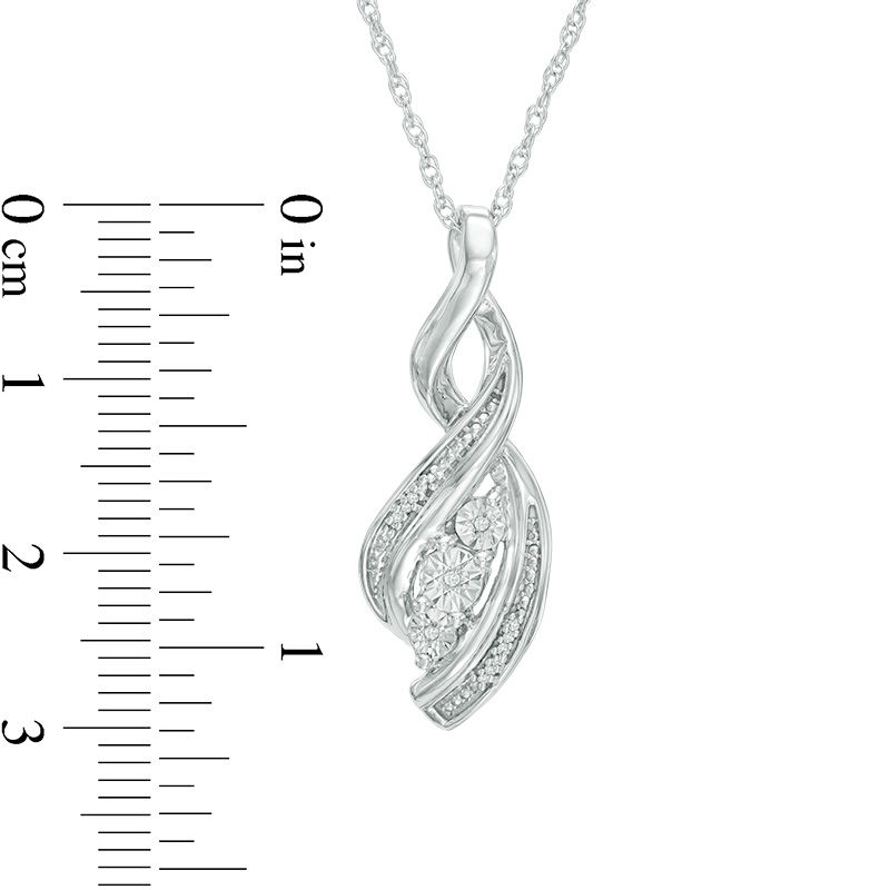 Diamond Accent Three Stone Twist Pendant in Sterling Silver