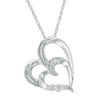 Thumbnail Image 0 of Diamond Accent Tilted Double Heart Pendant in Sterling Silver