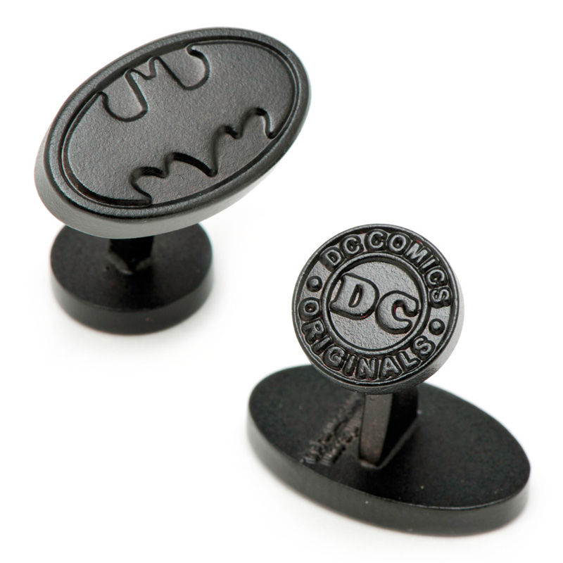 Main Image 1 of DC Comics Batman Logo Satin Cuff Links in Black Rhodium Brass