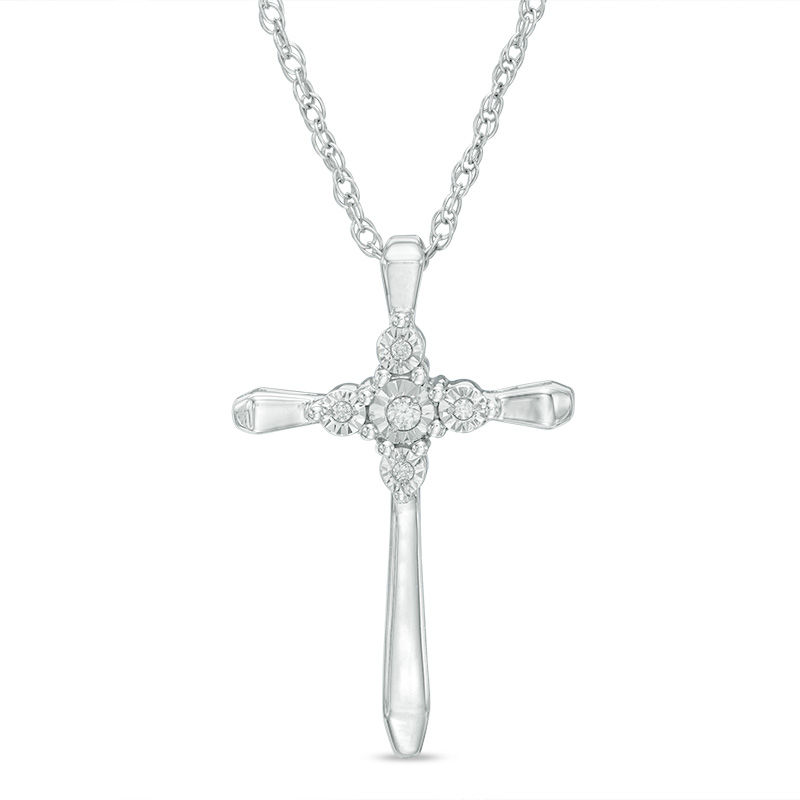 Diamond Accent Cross Pendant in Sterling Silver|Peoples Jewellers