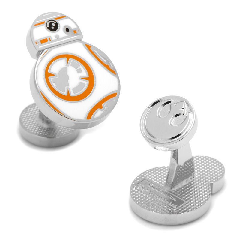 Men's STAR WARS BB-8 Enamel Cuff Links in White Rhodium Brass|Peoples Jewellers