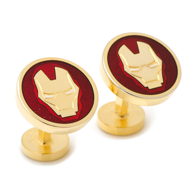 Men's ©MARVEL Iron Man Enamel Cuff Links in Yellow Rhodium Brass|Peoples Jewellers