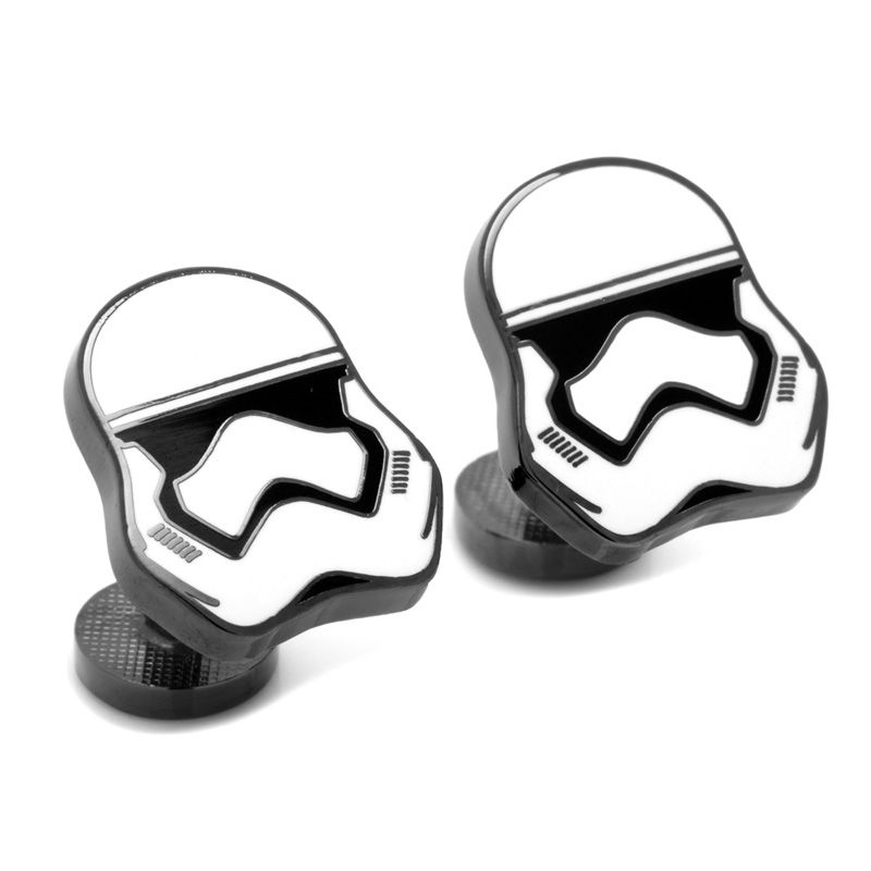 Men's STAR WARS Stormtrooper Enamel Cuff Links in Grey Rhodium Brass