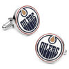 Thumbnail Image 0 of Men's NHL Edmonton Oilers Logo Enamel Cuff Links in White Rhodium Brass