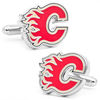 Thumbnail Image 0 of Men's NHL Calgary Flames Logo Enamel Cuff Links in White Rhodium Brass