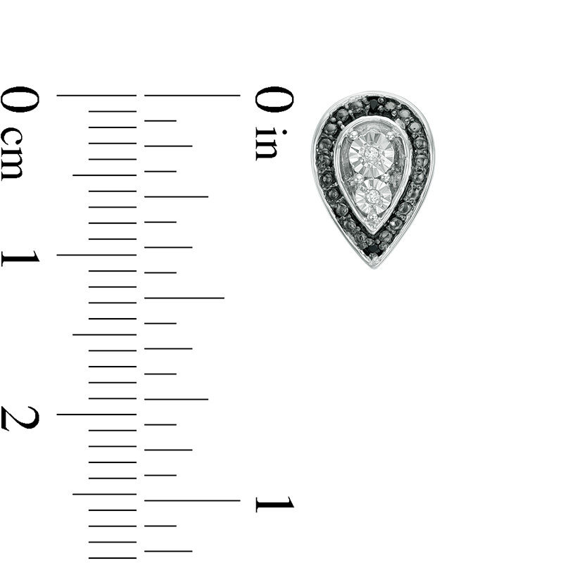 Enhanced Black and White Diamond Accent Teardrop Stud Earrings in Sterling Silver