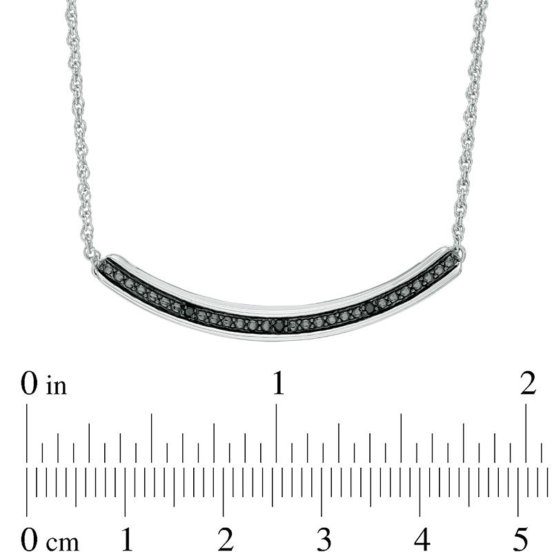 Black Diamond Accent Curved Bar Necklace in Sterling Silver