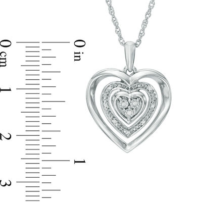 Diamond Accent Triple Heart Frame Pendant in Sterling Silver