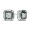 Thumbnail Image 0 of Black and White Diamond Accent Cushion Frame Stud Earrings in Sterling Silver