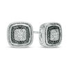 Thumbnail Image 1 of Black and White Diamond Accent Cushion Frame Stud Earrings in Sterling Silver