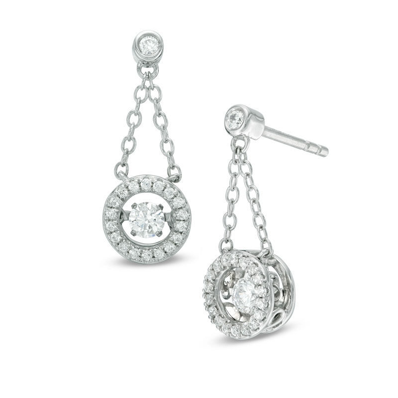 Unstoppable Love™ 0.38 CT. T.W. Diamond Frame Trapeze Drop Earrings in 10K White Gold