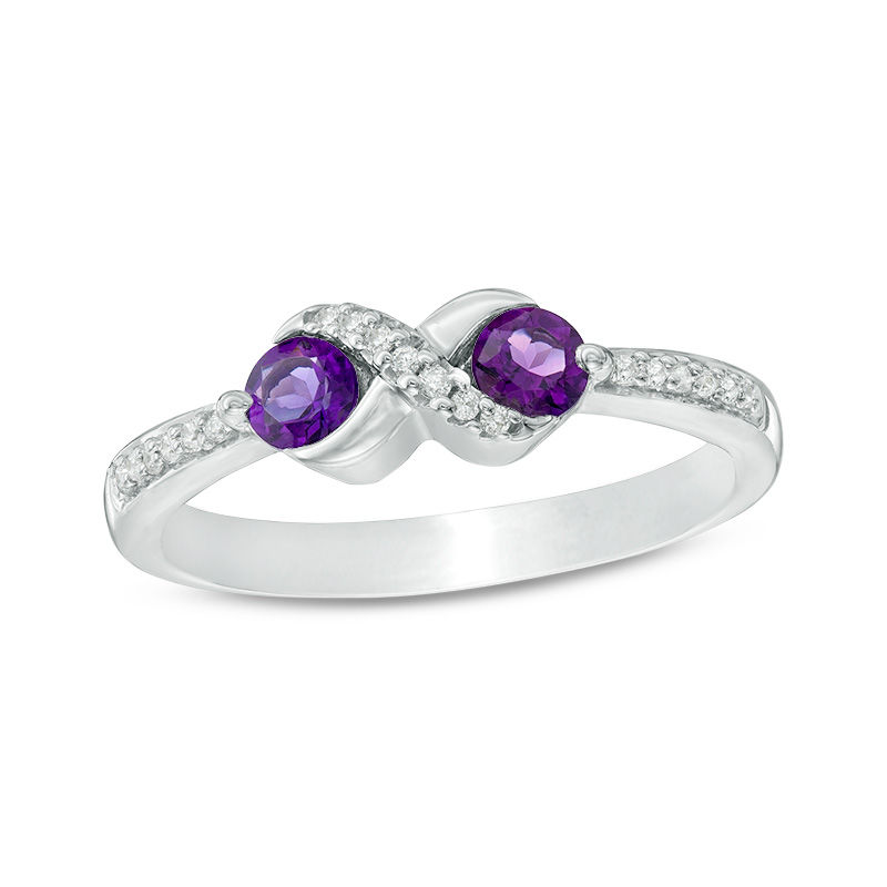 Amethyst and Diamond Accent "X" Ring in Sterling Silver|Peoples Jewellers