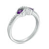 Thumbnail Image 1 of Amethyst and Diamond Accent "X" Ring in Sterling Silver