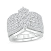 Thumbnail Image 0 of White Lab-Created Sapphire Marquise Composite Multi-Row Bridal Set in 10K White Gold