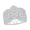 Thumbnail Image 1 of White Lab-Created Sapphire Marquise Composite Multi-Row Bridal Set in 10K White Gold