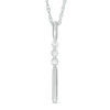 Thumbnail Image 0 of Lab-Created White Sapphire Linear Three Stone Bar Pendant in Sterling Silver