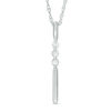 Lab-Created White Sapphire Linear Three Stone Bar Pendant in Sterling Silver