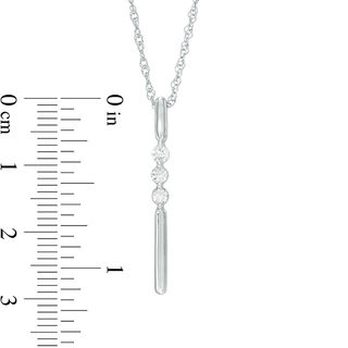 Lab-Created White Sapphire Linear Three Stone Bar Pendant in Sterling Silver