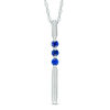 Thumbnail Image 0 of Lab-Created Blue Sapphire Linear Three Stone Bar Pendant in Sterling Silver