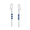 Thumbnail Image 1 of Lab-Created Blue Sapphire Three Stone Bar Drop Earrings in Sterling Silver