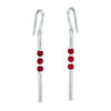 Thumbnail Image 0 of Lab-Created Ruby Three Stone Bar Drop Earrings in Sterling Silver