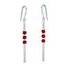 Lab-Created Ruby Three Stone Bar Drop Earrings in Sterling Silver