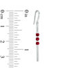 Thumbnail Image 1 of Lab-Created Ruby Three Stone Bar Drop Earrings in Sterling Silver