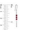 Lab-Created Ruby Three Stone Bar Drop Earrings in Sterling Silver