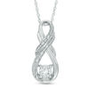 Thumbnail Image 0 of 5.0mm Lab-Created White Sapphire and Diamond Accent Double Row Infinity Pendant in Sterling Silver
