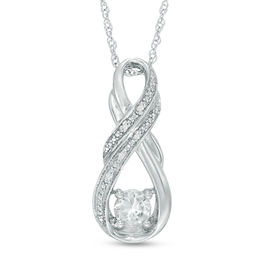 5.0mm Lab-Created White Sapphire and Diamond Accent Double Row Infinity Pendant in Sterling Silver