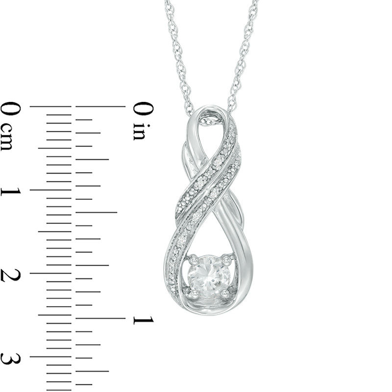 5.0mm Lab-Created White Sapphire and Diamond Accent Double Row Infinity Pendant in Sterling Silver