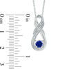 Thumbnail Image 2 of 5.0mm Lab-Created Blue Sapphire and Diamond Accent Double Row Infinity Pendant in Sterling Silver