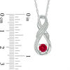 Thumbnail Image 2 of 5.0mm Lab-Created Ruby and Diamond Accent Double Row Infinity Pendant in Sterling Silver