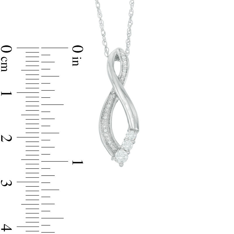 Lab-Created White Sapphire and Diamond Accent Three Stone Infinity Pendant in Sterling Silver