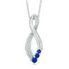 Thumbnail Image 1 of Lab-Created Blue Sapphire and Diamond Accent Three Stone Infinity Pendant in Sterling Silver