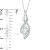 Lab-Created White Sapphire and Diamond Accent Cascading Three Stone Pendant in Sterling Silver